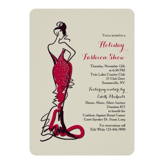 Burgundy Gown Fashion Show Invitation